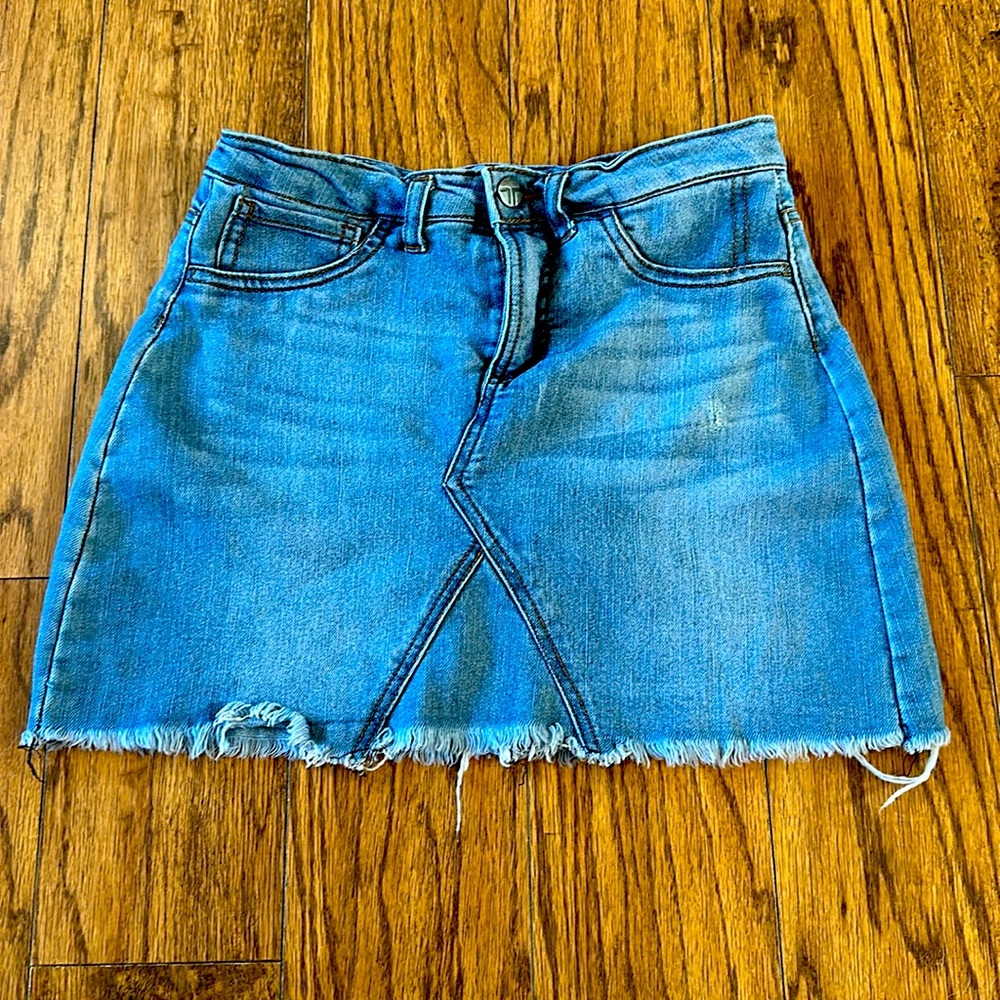 Girls Tractr denim Jean skirt size 14 big kids teen skort y2k cut off boho